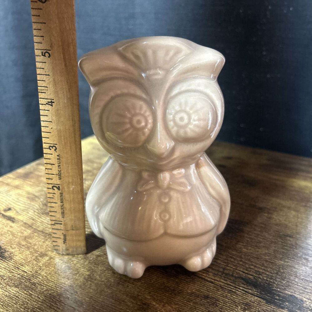Vintage Ceramic Wise Owl Beige 5” For Sachet Potpourri Holder W/ Rubber Stopper - Picture 4 of 11